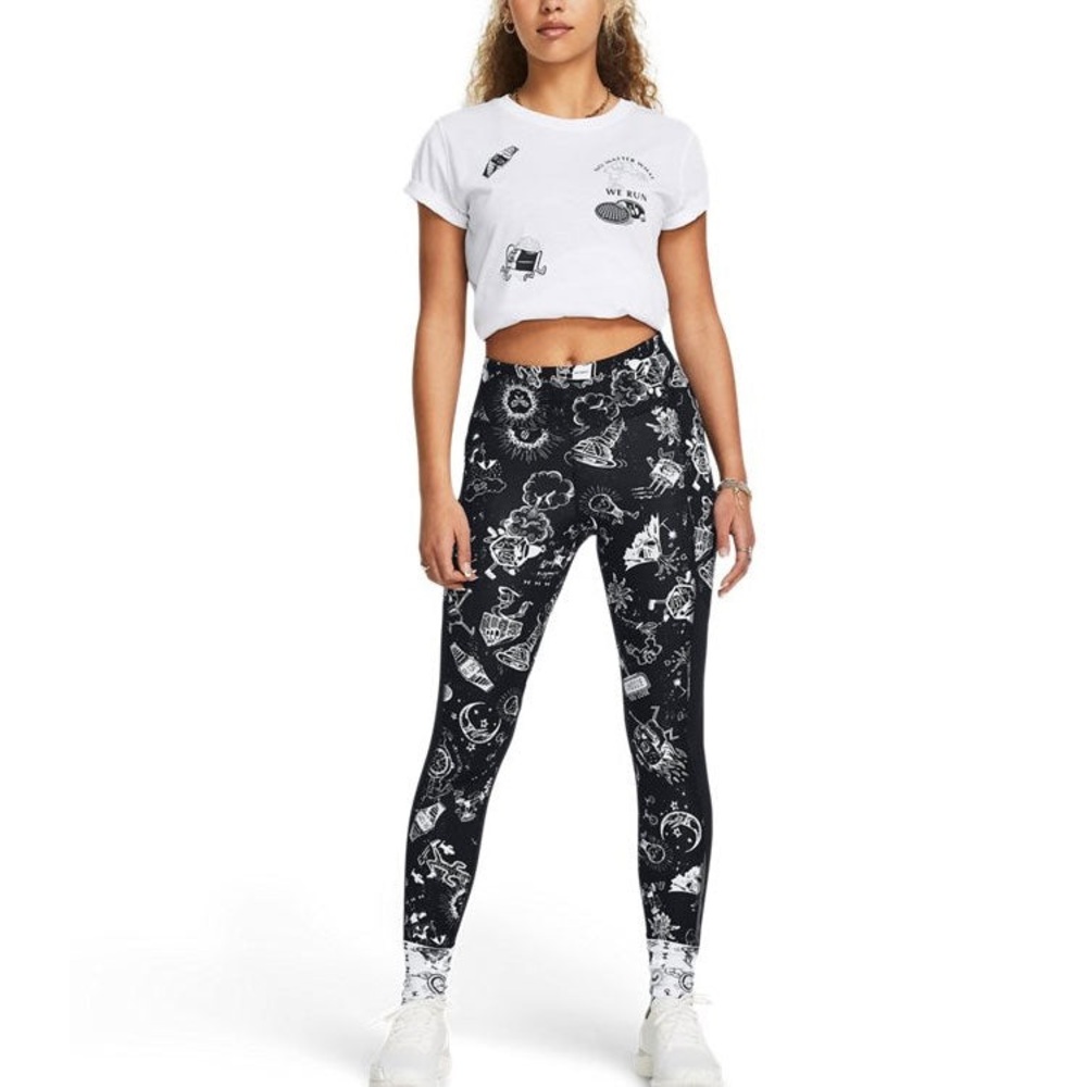 NWT! Under Armour Run Ankle Tights Leggings 'Black White'